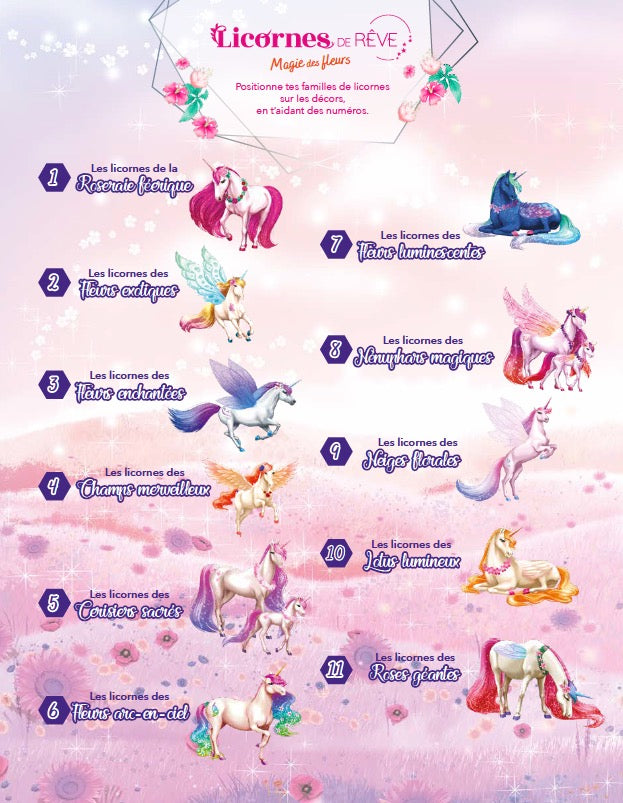 Licorne de rêve - Cahier de stickers - Magie des fleurs