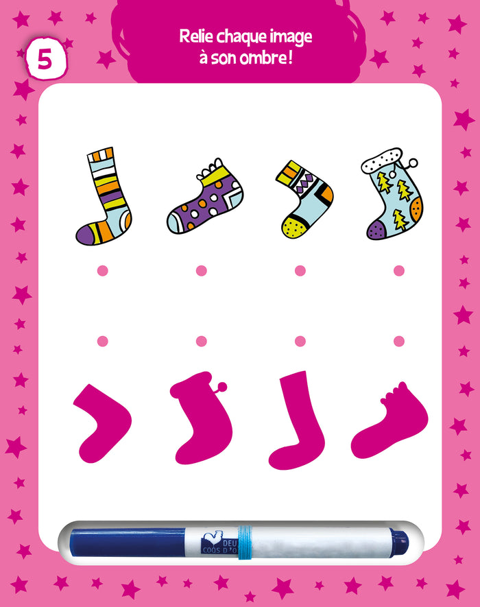 Les jeux de mes 5 ans - bloc avec feutre effaçable