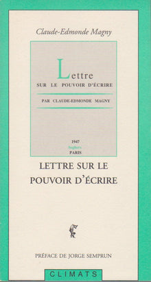 Lettre sur le pouvoir d'écrire