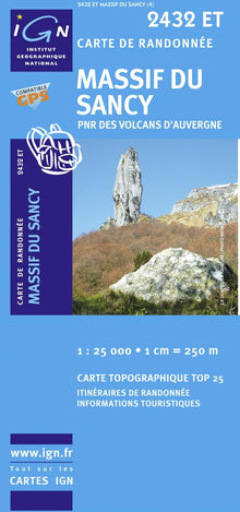 Carte de randonné, numéro 2432 ET : Massif du Sancy (PNR des volcans d'auvergne)
