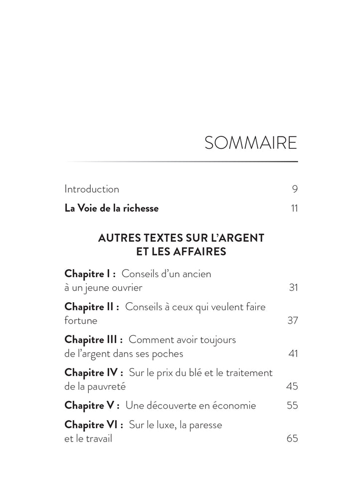 La Voie de la richesse et autres textes