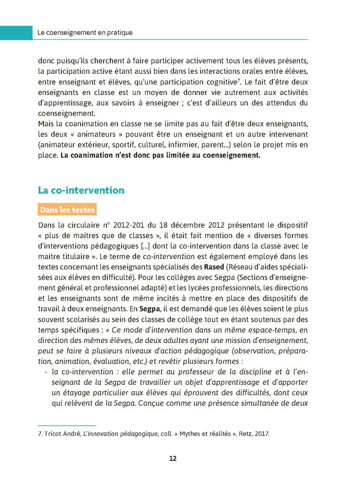 Le coenseignement en pratique