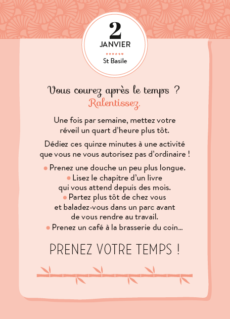 Calendrier Esprit zen en 365 jours - L'Année à Bloc