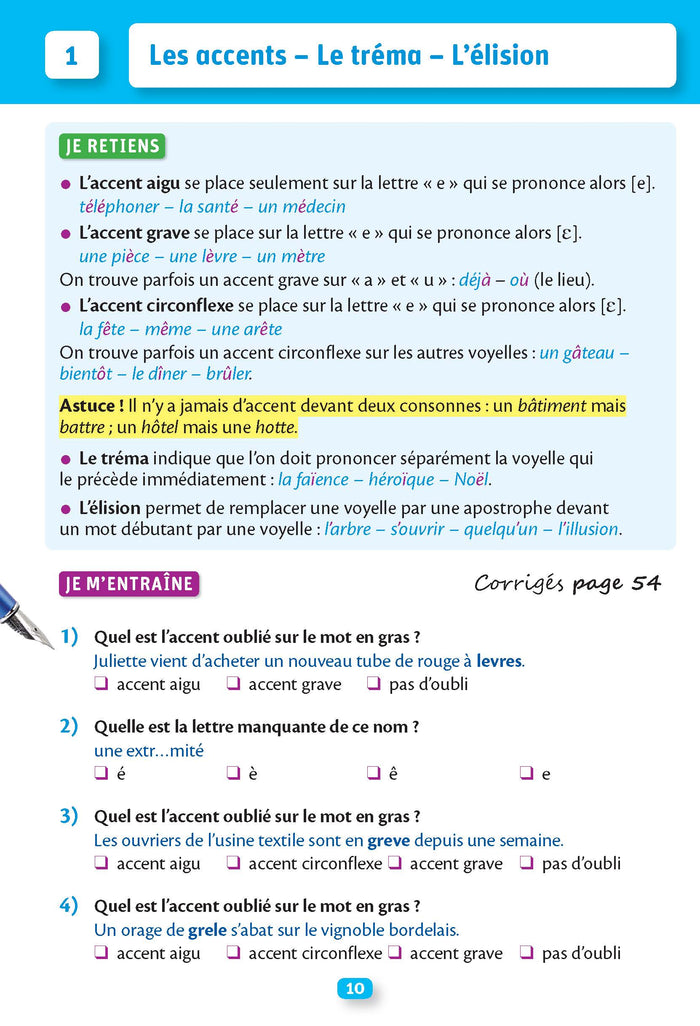 1000 exercices d'orthographe, spécial collège