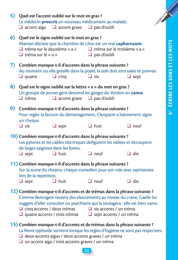 1000 exercices d'orthographe, spécial collège
