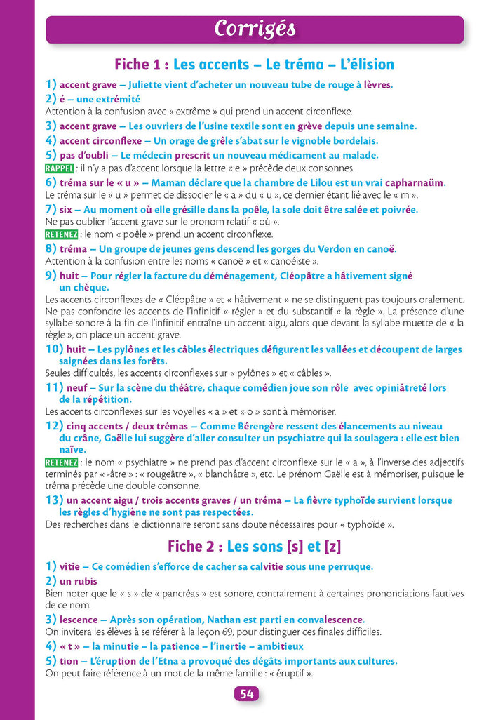 1000 exercices d'orthographe, spécial collège