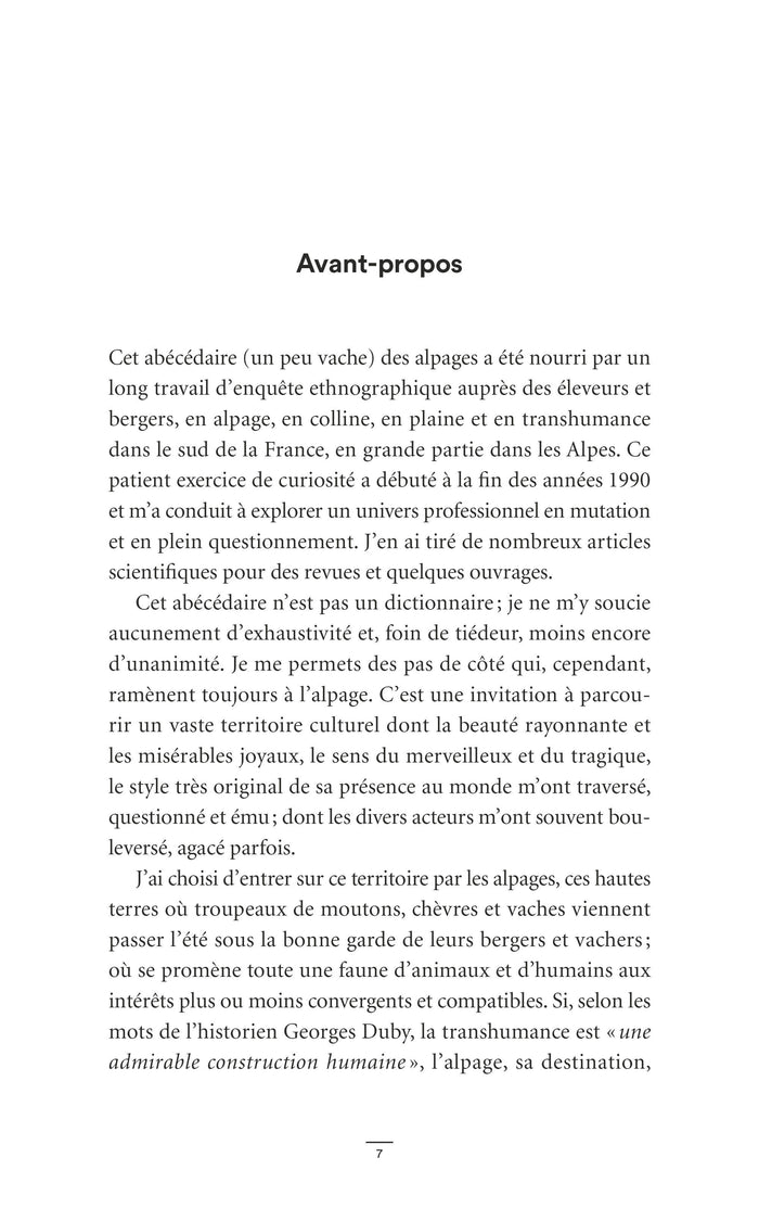 Abécédaire un peu vache des alpages