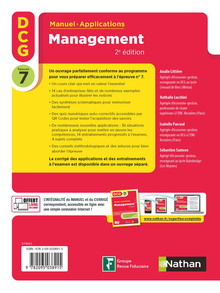 DCG - Epreuve 7 - Manuel et applications Management