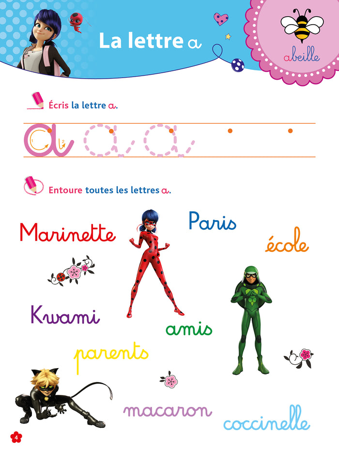 Miraculous - J'apprends à écrire les minuscules MS - GS (3-5 ans)