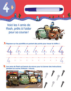 Disney - Cars  Mon cahier effaçable -  Je compte et j'écris les nombres (4-6 ans)