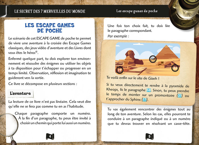 Escape game de poche junior : Le secret des 7 merveilles du monde