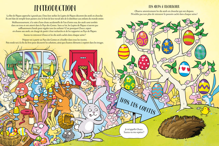 Où sont cachés le lapin et les oeufs de Pâques ?
