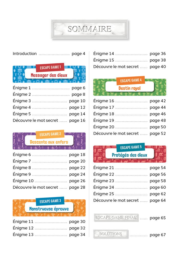 Escape game de la 6e à la 5e - Cahier de vacances 2022