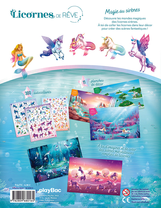 Licornes de rêve - Cahier de stickers Magie des sirènes