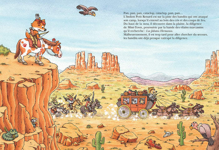 Mini loup, les cow-boys et les indiens