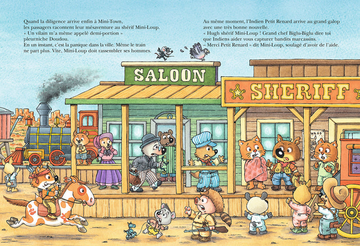 Mini loup, les cow-boys et les indiens