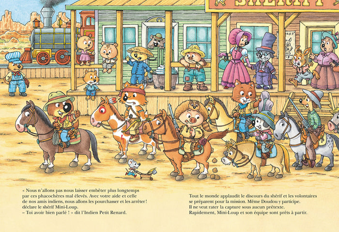 Mini loup, les cow-boys et les indiens