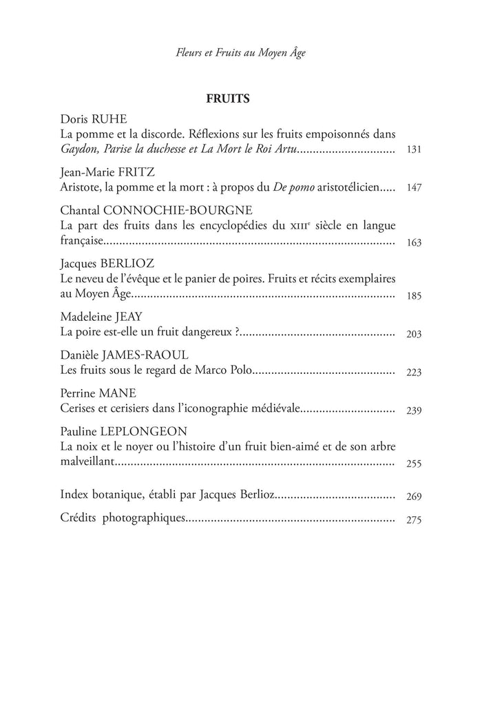 Fleurs et Fruits au Moyen Âge