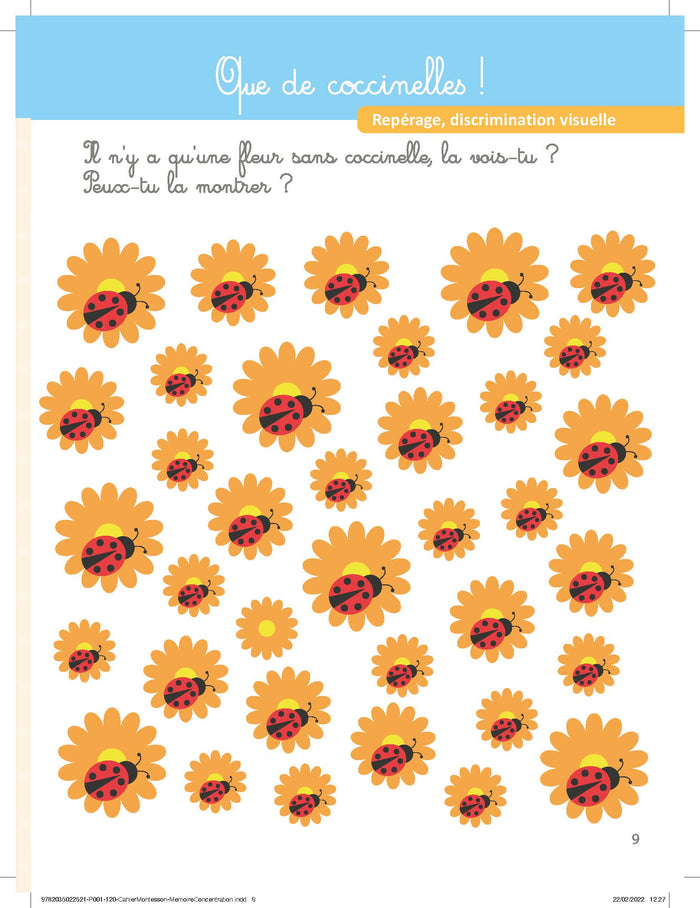 Mon grand cahier Montessori 3-6 ans spécial mémoire, concentration, attention