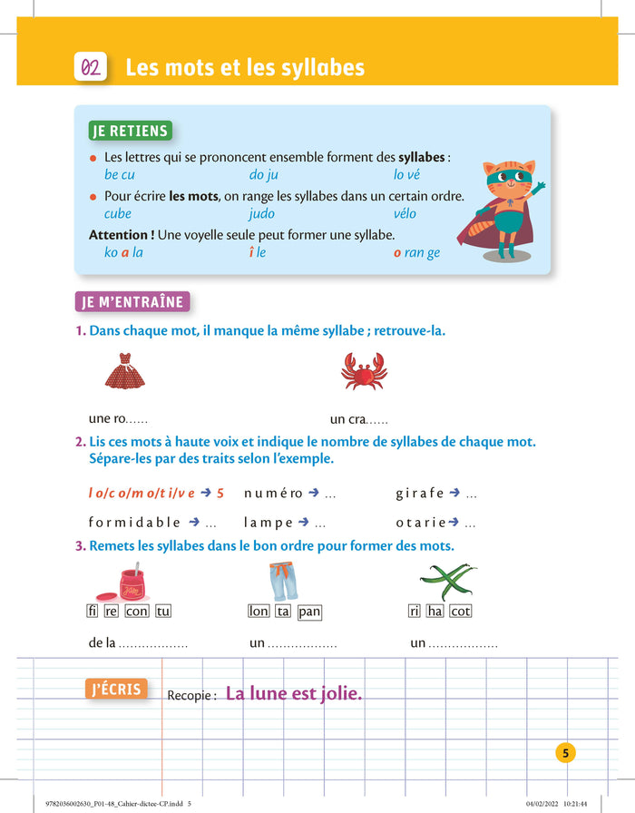 Petit cahier Larousse d'orthographe et de dictées CP