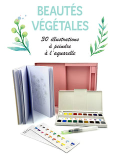 Coffret Aquarelle - Beautés végétales - 30 illustrations à peindre à l'aquarelle