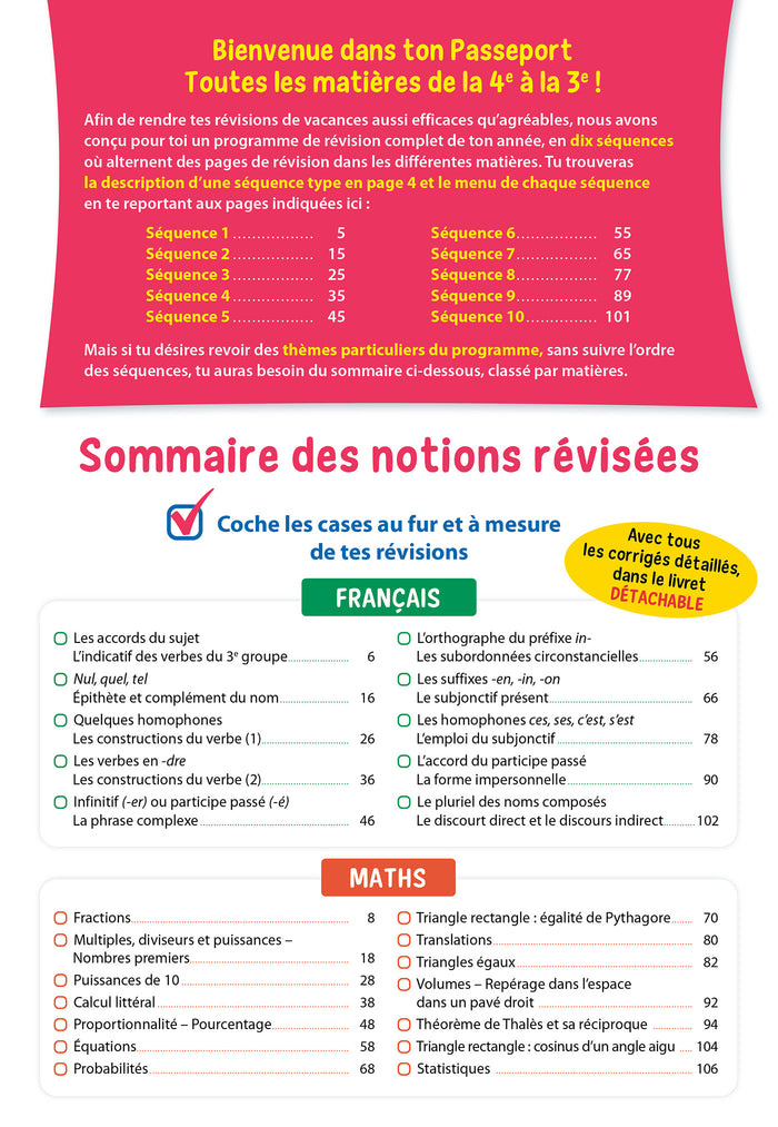 Passeport - Toutes les matières - De la 4e à la 3e - Cahier de vacances 2024