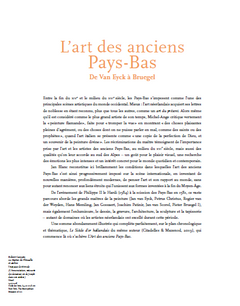 L'Art Des Anciens Pays Bas