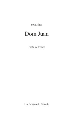 Fiche de lecture Dom Juan de Molière