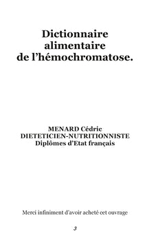Dictionnaire alimentaire de l'hémochromatose