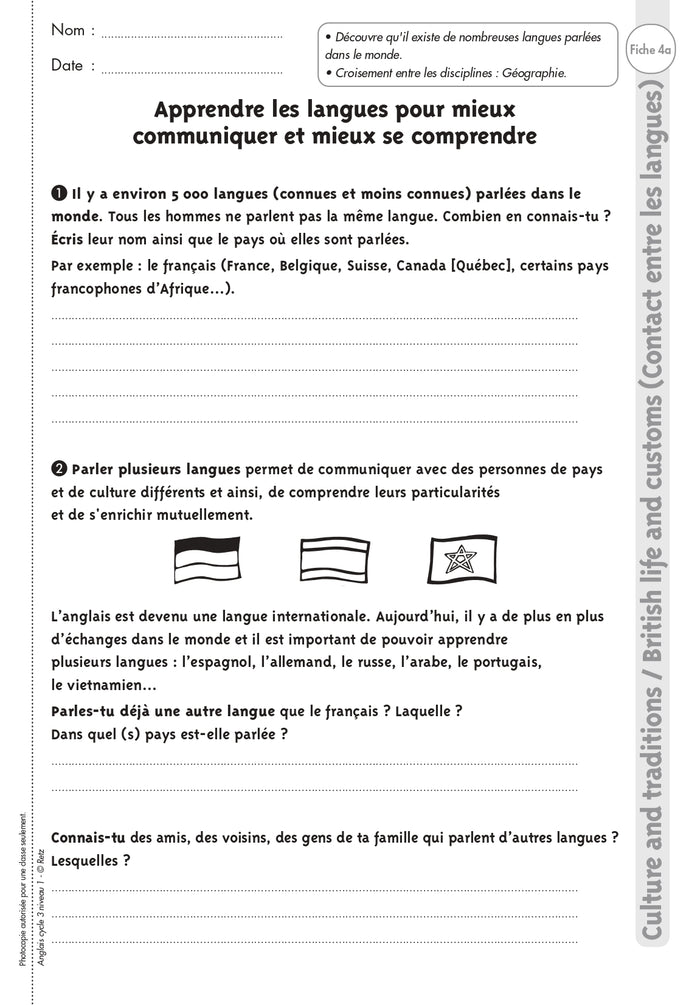 Anglais Cycle 3 Niveau 1