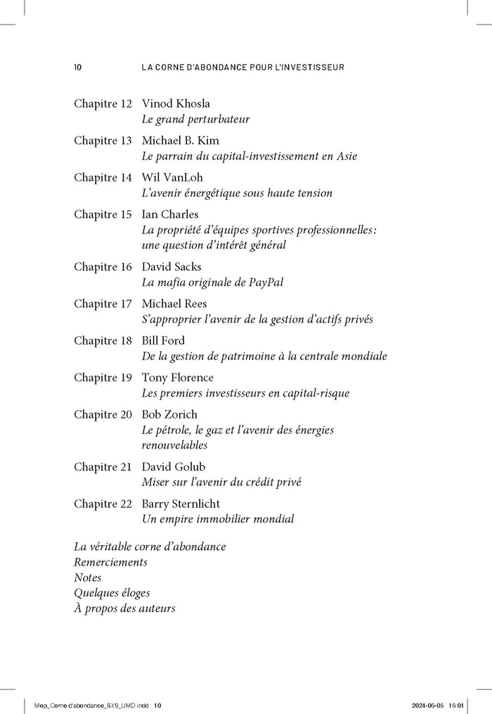 La Corne d'abondance pour investisseur