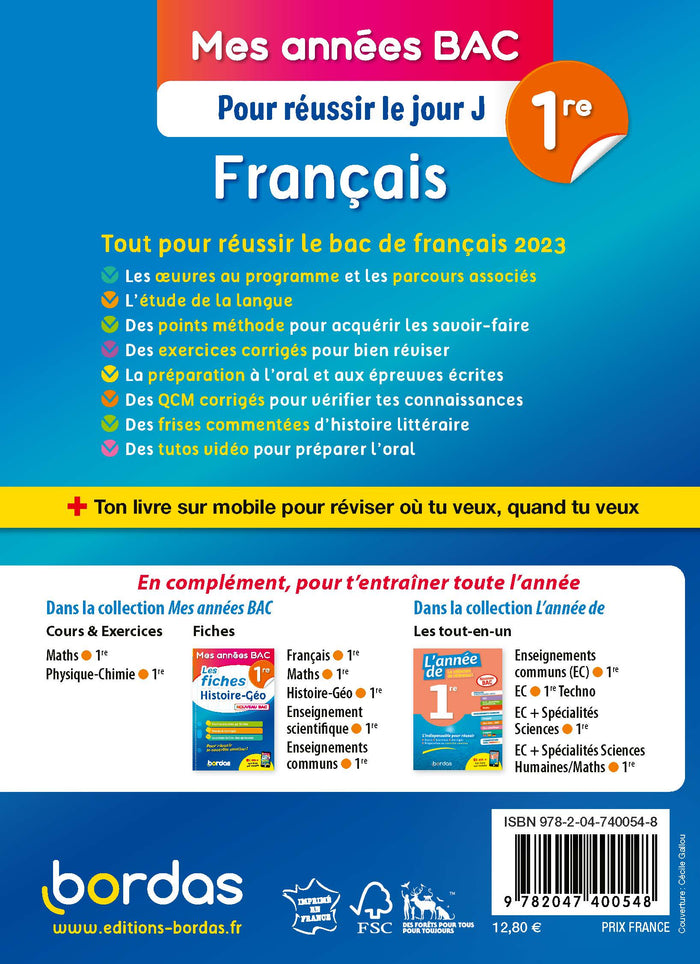 Mes années Bac - Pour réussir le jour J - Français 1re, BAC 2023
