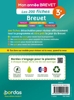 Mon année Brevet - Les 200 fiches Brevet 3e