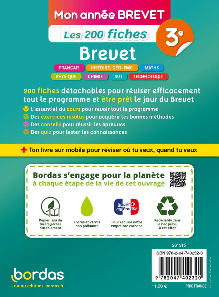 Mon année Brevet - Les 200 fiches Brevet 3e