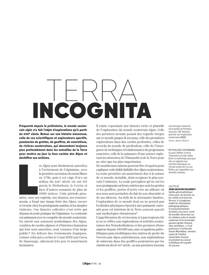 L'Alpe 98 - Les Alpes souterraines