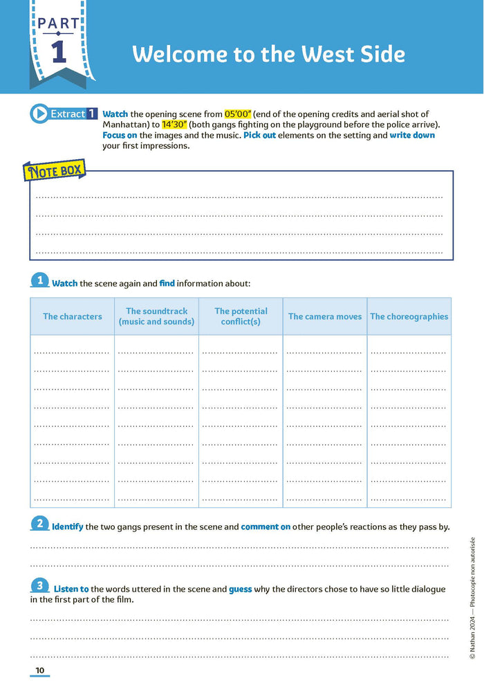 Reading guide -West side story