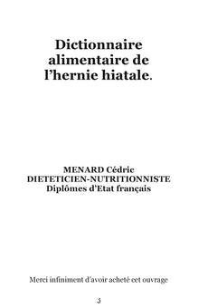 Dictionnaire alimentaire de l'hernie hiatale