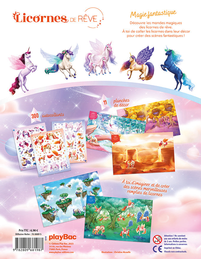 Licornes de rêve - Cahier de stickers - Magie fantastique