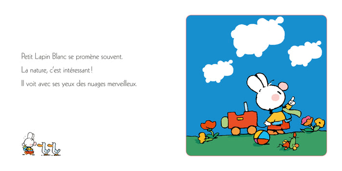 Petit lapin blanc découvre la nature