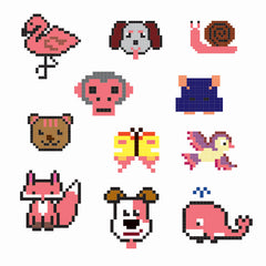 Colos et autocollants pixels animaux