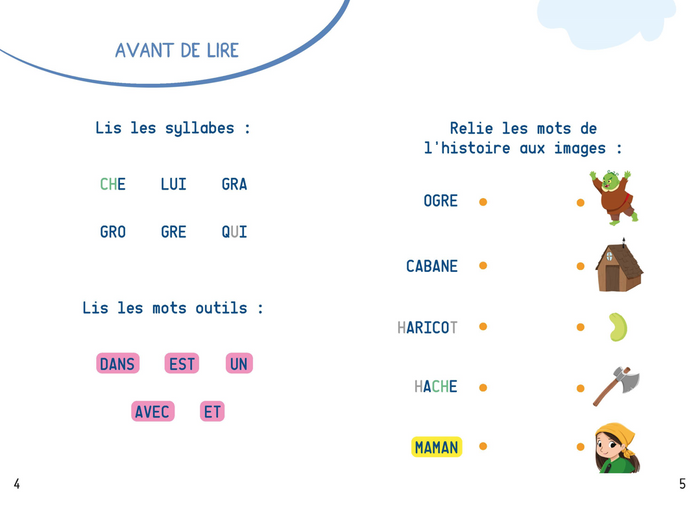 1eres lectures maternelle Jack et le haricot, niveau 1