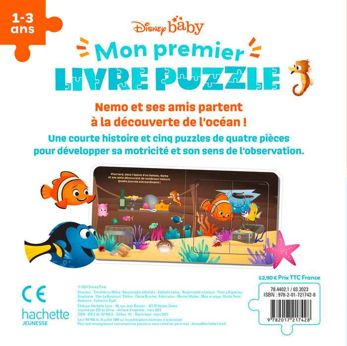 Mon Premier livre puzzle - 4 pièces - Nemo et la mer