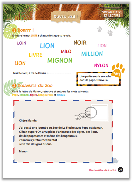 Mon cahier de vacances UNE SAISON AU ZOO Grande Section -CP