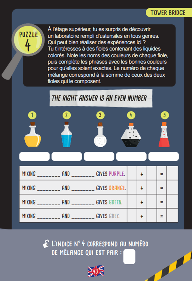 Escape book des petits génies in english de la 6e à la 5e