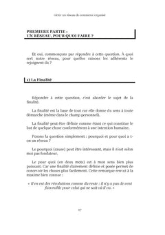 Gérer un réseau de commerce organisé