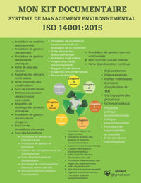 MON KIT DOCUMENTAIRE SYSTÈME DE MANAGEMENT ENVIRONNEMENTAL ISO 14001:2015: Préétabli par les chapitres selon la norme ISO 14001: 2015-contient toute ... Management Environnementale + un manuel SME