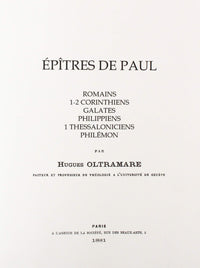 ÉPÎTRES DE PAUL PAR HUGUES OLTRAMARE (1881)