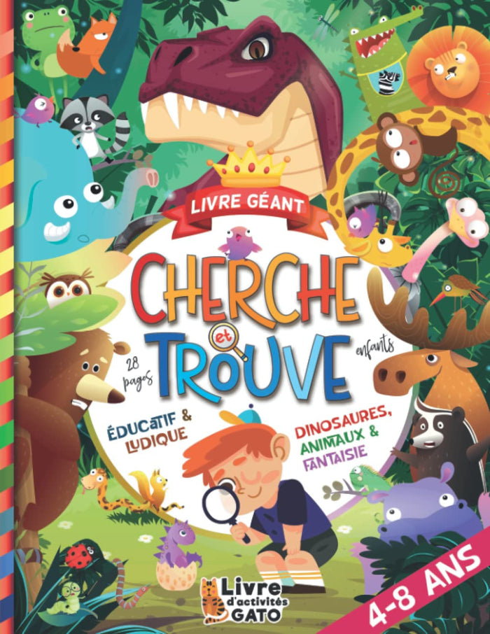 Cherche et Trouve Géant : Animaux, Dinosaures et Fantaisie !