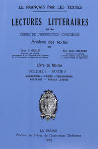 Lectures littéraires - Volume 1 - Livre du Maître (Partie A)