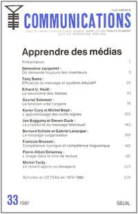 Communications, n° 33, Apprendre les médias